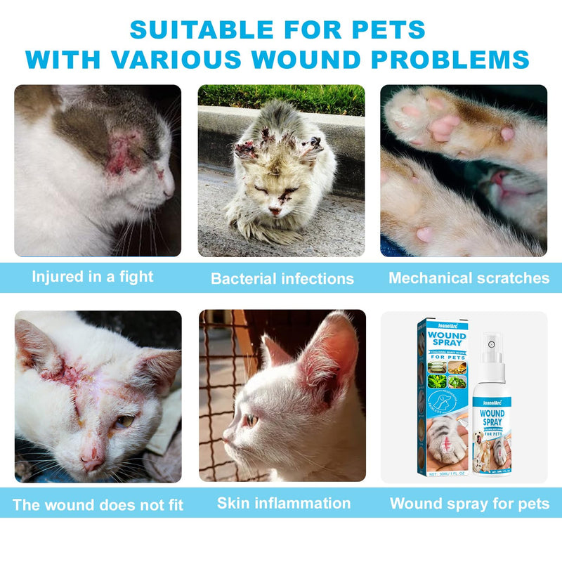 JoanofArc Wound Spray for Pets, Dog Wound Care Hydro, Helps with Itch, Bites, Gentle Non-irritating, Wound Care for Dogs Cats, 30ml