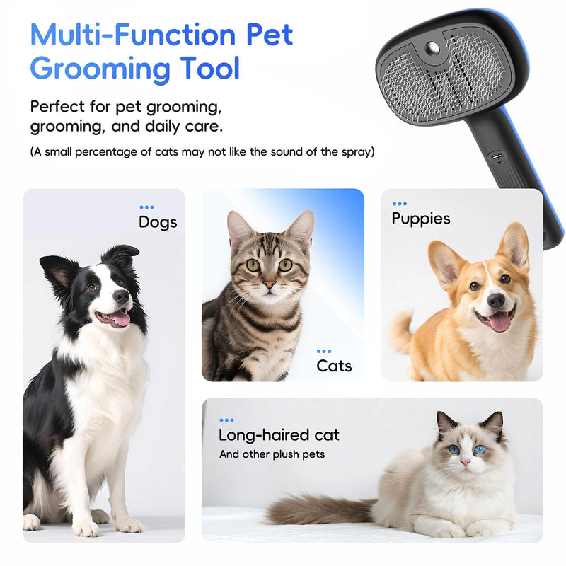 Cat Steam Brush for Shedding and Grooming,Pet Spray Hair Removal Comb,Deshedding Dog Brush for Short and Long Haired Dogs,Cat Brushes for Indoor Cats. - PawsPlanet Australia