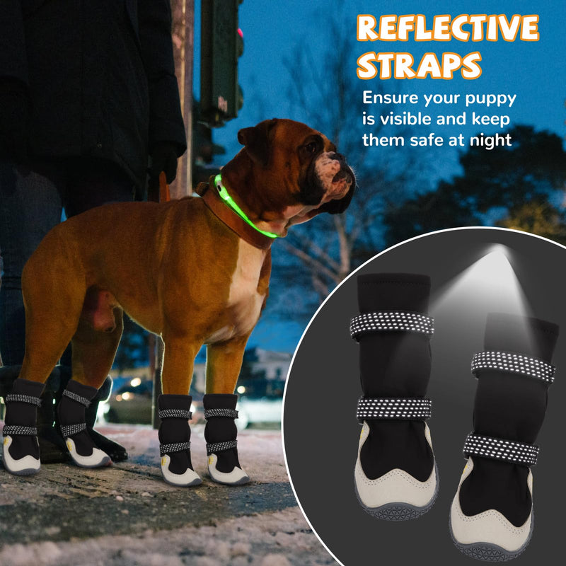 Dog Shoes for Large Small Medium Dogs, Dog Snow Boots Winter, Dog Booties and Paw Protectors to Prevent Licking, Anti-Slip Dog Shoes with Reflective for Hot Pavement,Hardwood Floors, Hiking (Size 1) Thin wool-Black Size 1 (For Width 1.4"-1.6")
