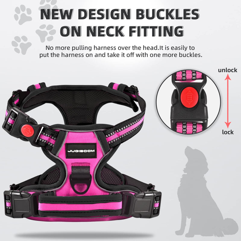 No Pull Dog Harness with A Free Heavy Duty 5ft Dog Leash, Adjustable Soft Padded Dog Vest, Reflective No-Choke Pet Oxford Vest with Easy Control Handle and Dog Leash for Dogs (Pink, Medium) Pink - PawsPlanet Australia