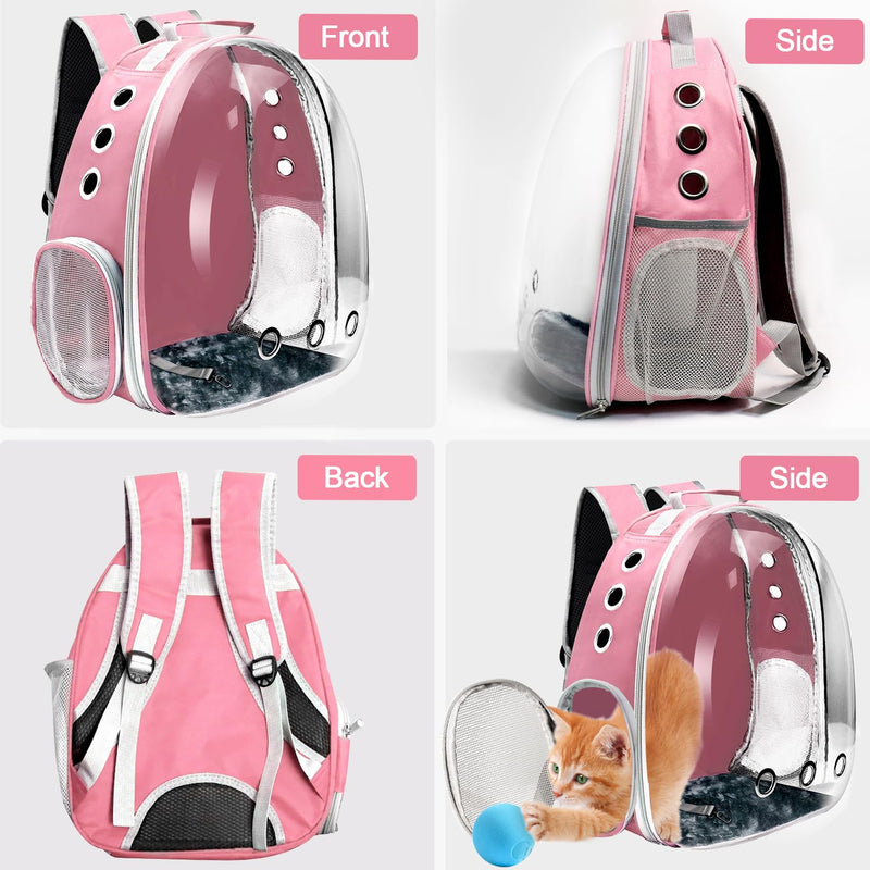 Cat Backpack Carrier, Pet Cat Carrier with Ventilated Design for Carrying Puppy Cats, Pet Carrier Backpack for Traveling/Hiking/Camping/Outdoors Airline Approved Travel Carrier(Pink) Pink
