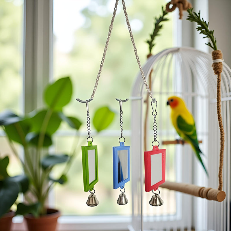 1Pc Random Color Pet Bird Mirror with Bell Interactive Parrot Toys for Budgies Parakeets Conures, Pet Supplies - PawsPlanet Australia