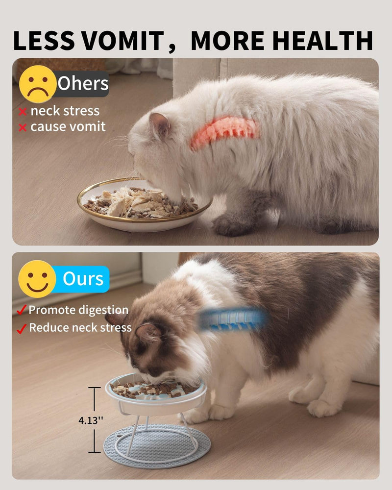 Cat Slow Feeder Bowl, Raised Slow Feeder Cat Bowl for Cat and Dog for Dry and Wet Food, Improve Digestion Design, Anti Vomit, Slow Down Cats Eating Speed Black - PawsPlanet Australia