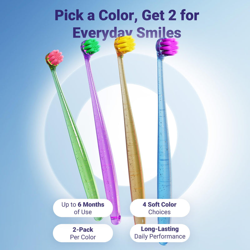 Dog Toothbrushes for Medium and Large Dogs&Cats, 2pcs, Ultra Soft Bristle, Long Durable Handle, Pet Tooth Brush and Dental Care Kit, Super Thin Bristle Gentle on Gum for Sensitive Pets, Red Violet