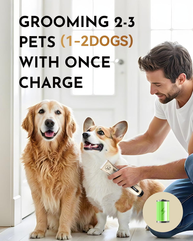 Dog Clippers, Rechargeable Low Noise Cordless Pet Clippers, with 4 Guide Combs and Cleaning Brush Nail Kits 1 Count (Pack of 1)