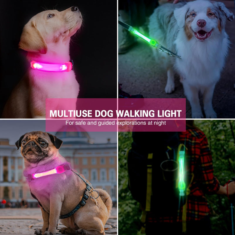2 Pack LED Light for Dog Leash Harness, Light Up Dog Collar with Nylon Stickers, Waterproof Glow Light Easy to Attach to Collar Leash and Harness, Safety LED Light Up Band for Dogs at Night Walking Green+Blue - PawsPlanet Australia