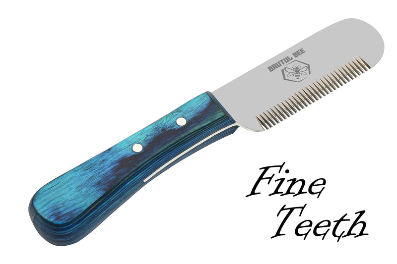 Stripping Knives Set of 6 in Stainless Steel, Wooden Handle, Non-Slip Tools for Grooming Dogs (Blue) Blue - PawsPlanet Australia