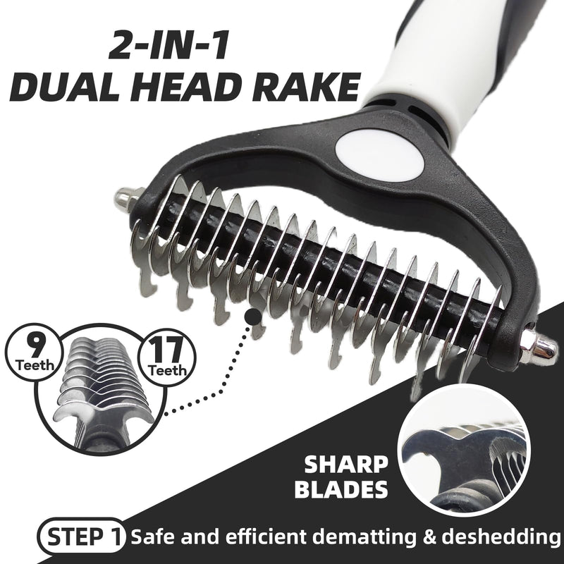 Dog Brush for Shedding, 7 PCS Dog Grooming Brush Kit, Undercoat Rake, Slicker Brush, Deshedding Comb, Bath Brush, Nail Clipper for Long & Short Haired Dogs & Cats, Black A-Black