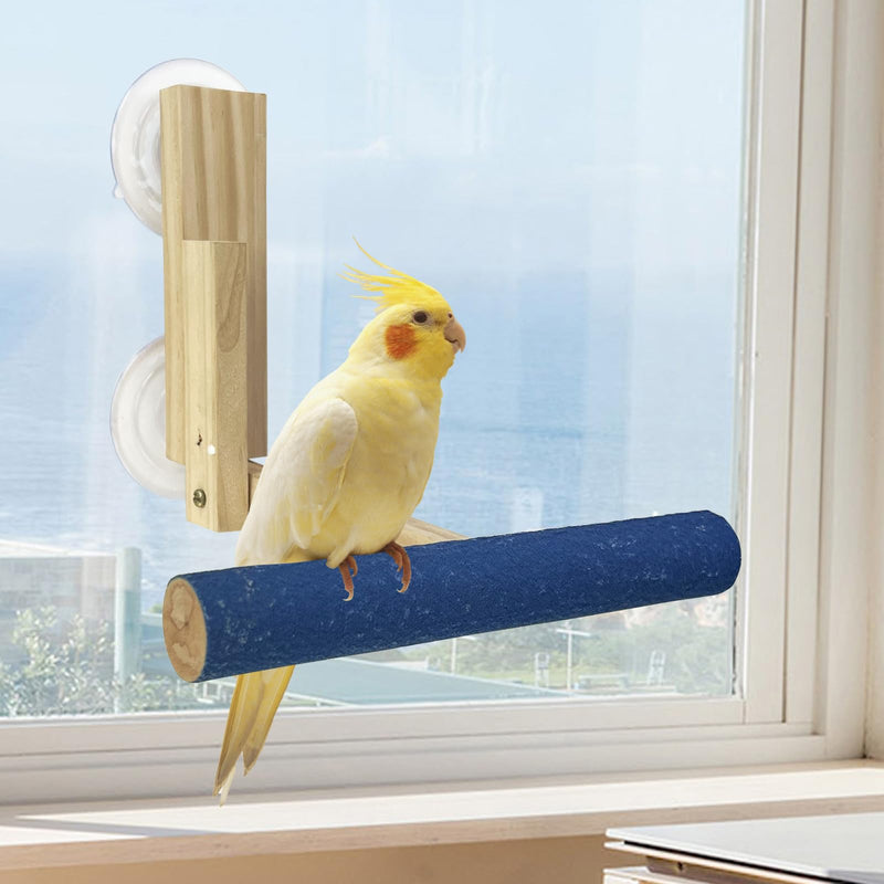 Bird Perch Stand with Suction Cup for Window Mirror, Bird Window Paw Grinding Perch Toy for Small Medium Parrot Parakeet Cockatiel Concure Budgie Macaw Finch Lovebirds T Shape