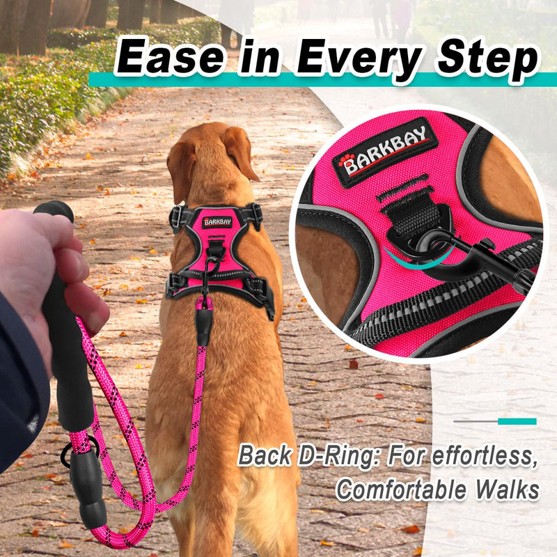 BARKBAY No Pull Pet Harness Dog Harness Adjustable Outdoor Pet Vest 3M Reflective Oxford Material Vest for pink Dogs Easy Control for Small Medium Large Dogs - PawsPlanet Australia