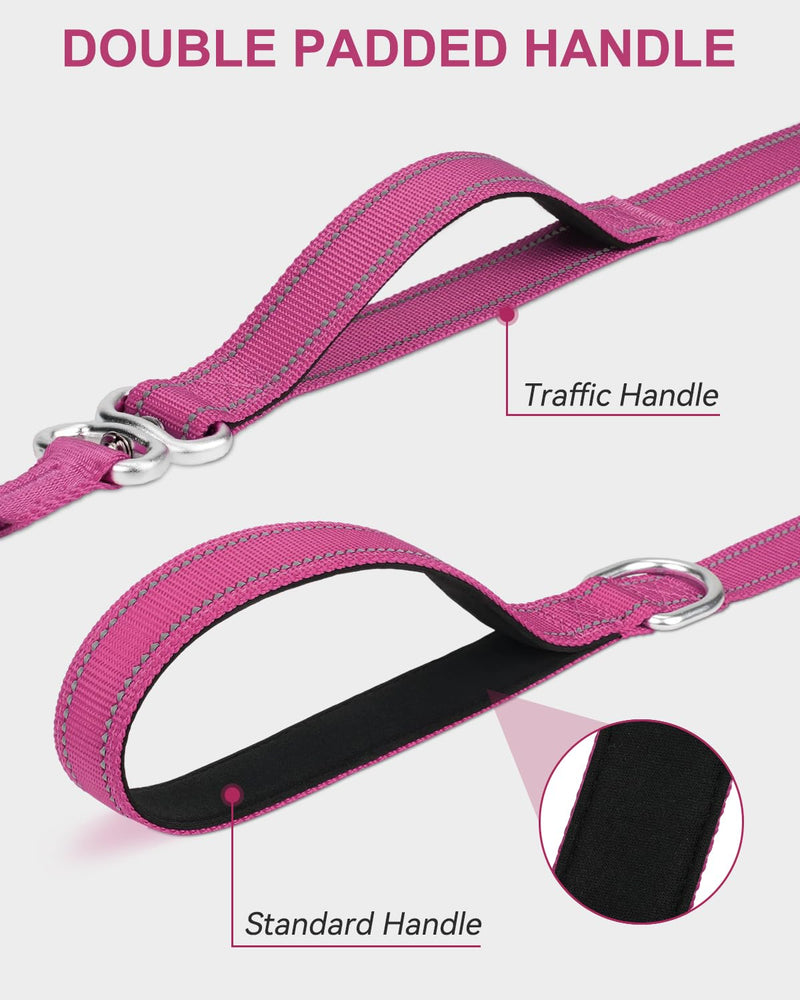 Joytale Tangle-Free Slip Leads for Dogs, 6 FT Slip Leash with Padded Double Handle, Reflective Nylon Training Leash for Small Medium Dogs 15-40 Lbs, Hot Pink 6 Feet(15-40lbs) - PawsPlanet Australia