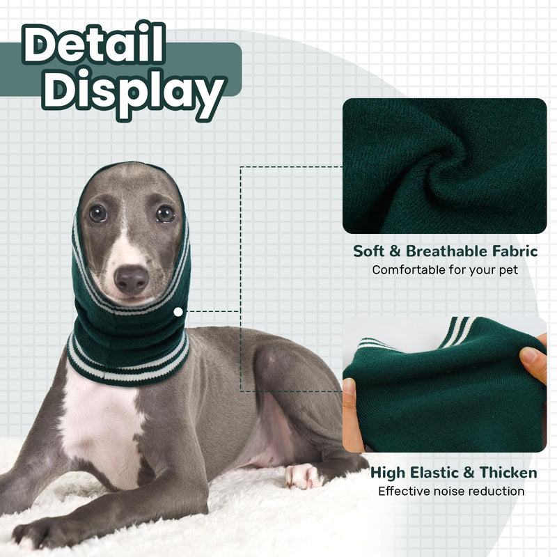 Nanaki Dog Ear Covers for Noise Bath No Shake Ear Wraps for Dogs Hematoma Dog Fireworks Anxiety Relief Calming Hoodie Dog Grooming Ear Cover Quiet Dog Head Wrap Force Drying Thunderstorm Ears for Dogs Large DarkGreen - PawsPlanet Australia