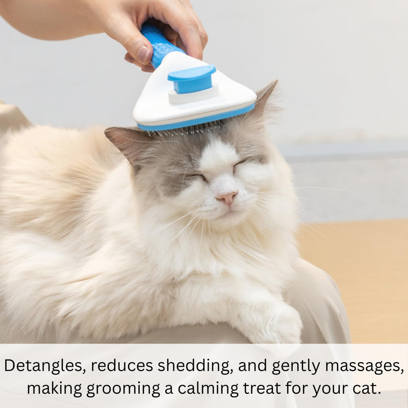 AIXINPET Cat & Dog Self Cleaning Slicker Brush - Easy to Remove Loose Fur, Harmless Deshedding Grooming Tool, Massaging Function - Suitable for Shedding & Furry Pets, like Rabbits and Ferrets - PawsPlanet Australia