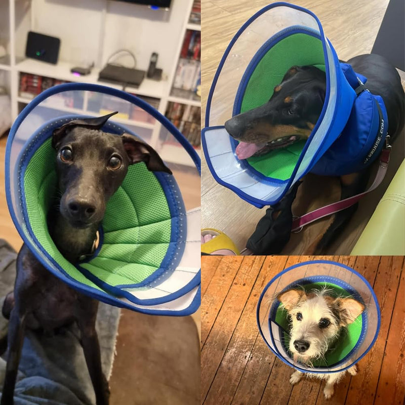 Soft Dog Cone Collar for Dogs After Surgery, Cone for Dogs Prevent Licking, Adjustable Recovery Collars for Dog, Includes 2 Rolls of Self-Adhesive Pet Vet Wrap (Blue, 9.4-11.8in) Blue Size L(Neck:9.4in.-11.8in.)