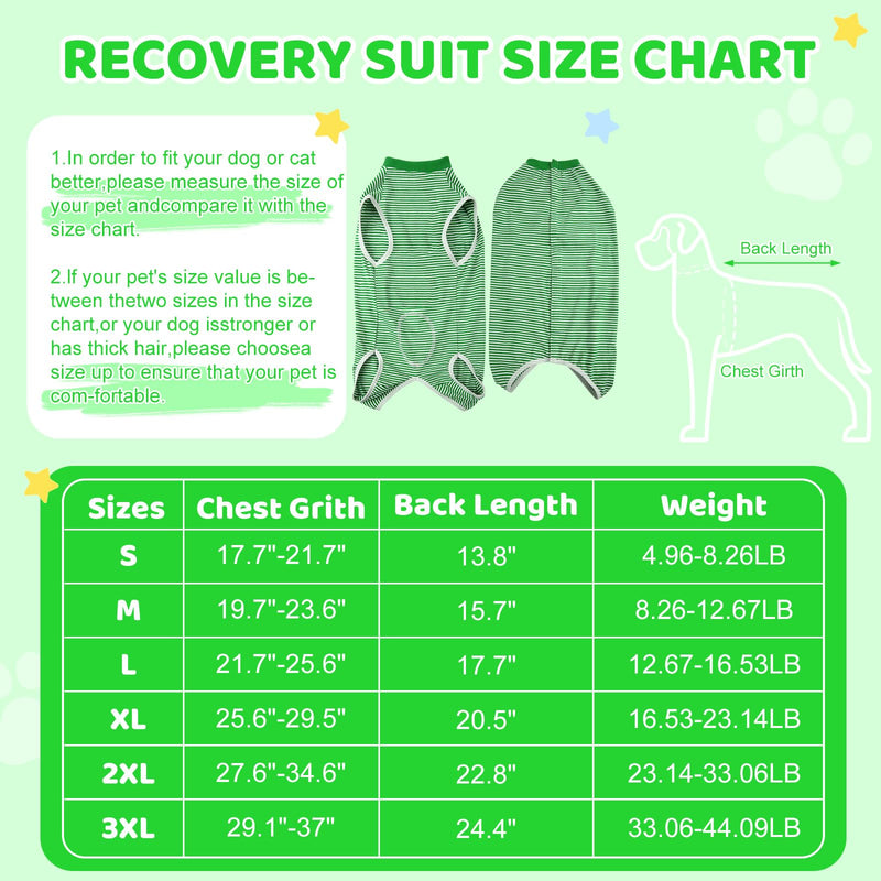 AURUZA Dog Recovery Suit After Surgery, Soft Breathable Dog Onesie for Surgery Female Male, Anti Licking Dog Surgical Suit (Green Stripey,XL) - PawsPlanet Australia