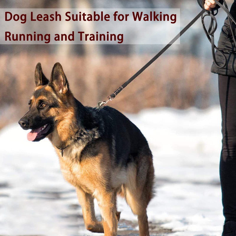 Leather Dog Leash 6ft, Durable Braided Dog Training Leash, Strong Heavy Duty Leather Leashes, Soft and Comfortable Dog Leashes for Medium Small Dogs Walking Training (Black) 6FT*2/5" Black - PawsPlanet Australia