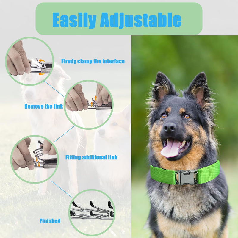 Prong Training Collar for Dogs, Rotating Ring Welding, Adjustable Dog Training Pinch Collar with Quick Release Buckle, for Small Medium Large Dogs Green M/L(17-23" Neck, 3.2mm)