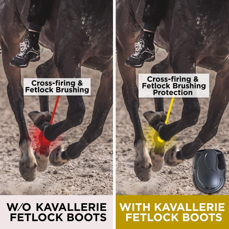 Kavallerie PRO-K Soft No Turn Bell Boots Ultimate Hoof Protection, with Anti-Spin Fastening System, Durable & Prevents Overreaching Small Fetlock Boots (Classic) Black