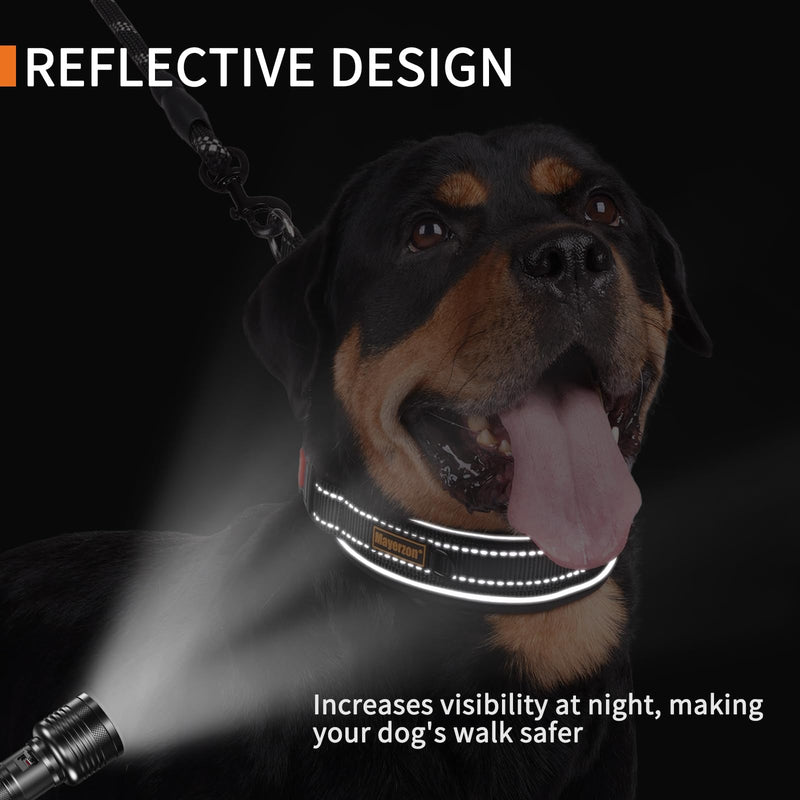 Mayerzon 2 Inch Wide Martingale Collar for Large Medium Dogs, Reflective Walking Training No Pull Collar for Pitbull German Shepherd Rottweiler Doberman, Adjustable Heavy Duty Thick Nylon with Buckle Black Large: 15.75''-19.75'' - PawsPlanet Australia