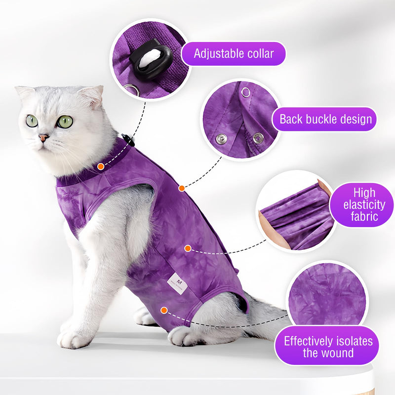Cat Bodysuit After Surgery Castration Cat, Cat Surgical Recovery Suit, Cat Clothing Anti-Leaking Recovery Suit Cat Medical Cat Suit, Cone E Collar Alternative (Pink, M) pink
