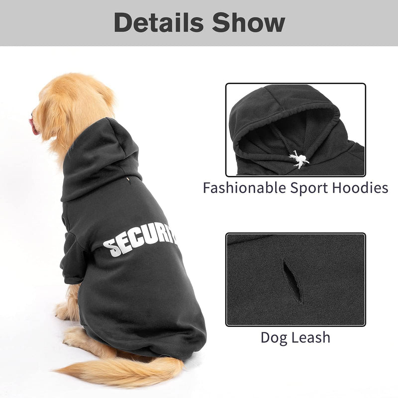 BINGPET Security Dog Hoodies Puppy Sweater Cold Weather Dog Coats Soft Brushed Fleece Pet Clothes Hooded Sweatshirt for Dog Cat X-Large (Chest Girth 34") #1 Black(Security) X-Large (Chest Girth 34") - PawsPlanet Australia