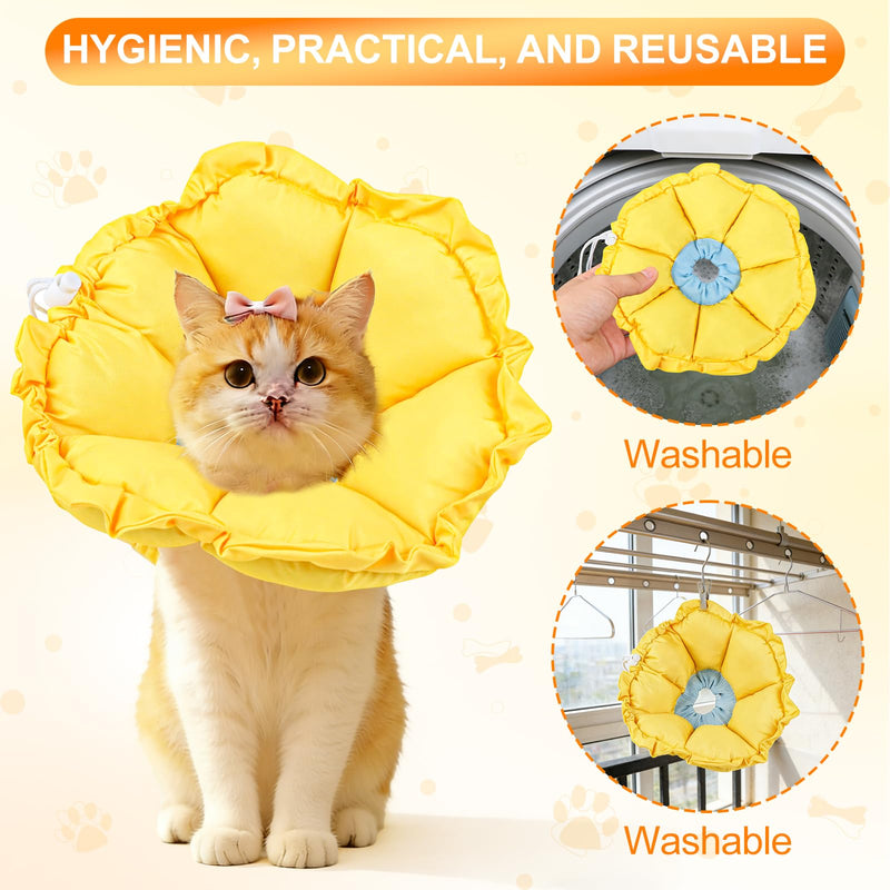 Cat Cone Collar Soft, Adjustable Waterproof Cat Cones to Stop Licking, Lovely Sunflowers, Recovery Collars for Rehabilitation Wound Healing Pet Recoverycollar