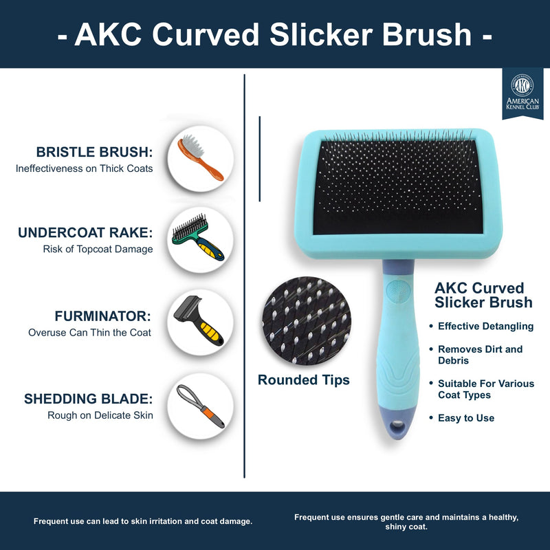 American Kennel Club AKC Deshedding Slicker Brush with Coated Tips for Dogs and Cats, Skin-Friendly Grooming and Deshedding Brush, Removes Loose Hair and Detangles Fur, Suitable for All Breeds - PawsPlanet Australia