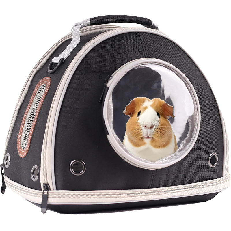 Guinea Pig Travel Carrier Cage, Portable Carry Bag for Two (2) Pigs, Reptile Bearded Dragon Lizard Carrier Bag for Small Animals Hamster Hedgehog Bird Bunny Kitten (Black, Typical Oxford) Black