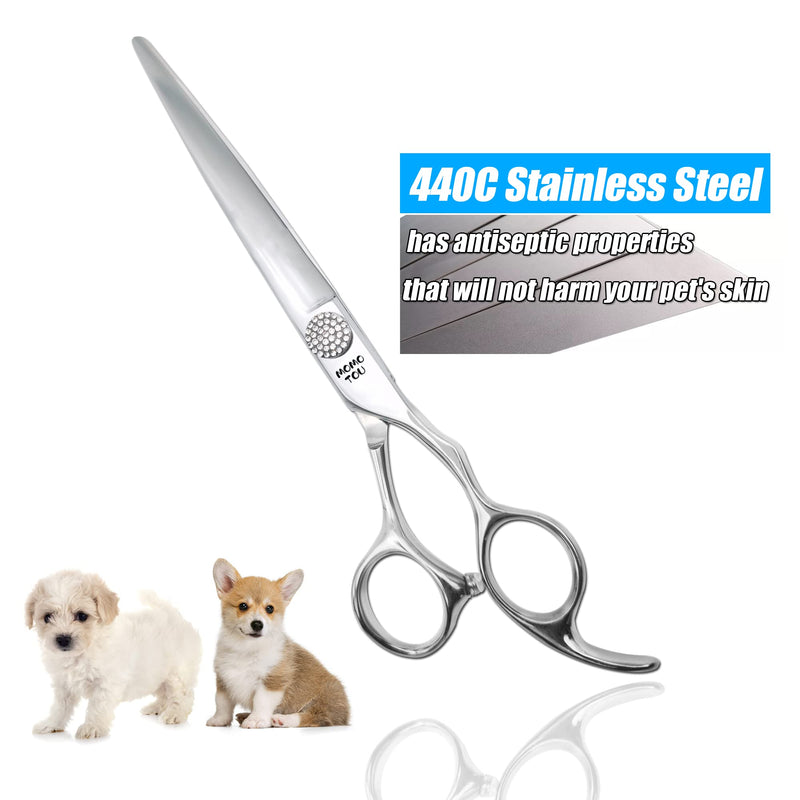 Professional Straight Dog Grooming Scissors with Simulation Diamond 440C Stainless Steel Polished Pet Cat Hair Cutting Shears for Groomers and Home users 7'' - PawsPlanet Australia