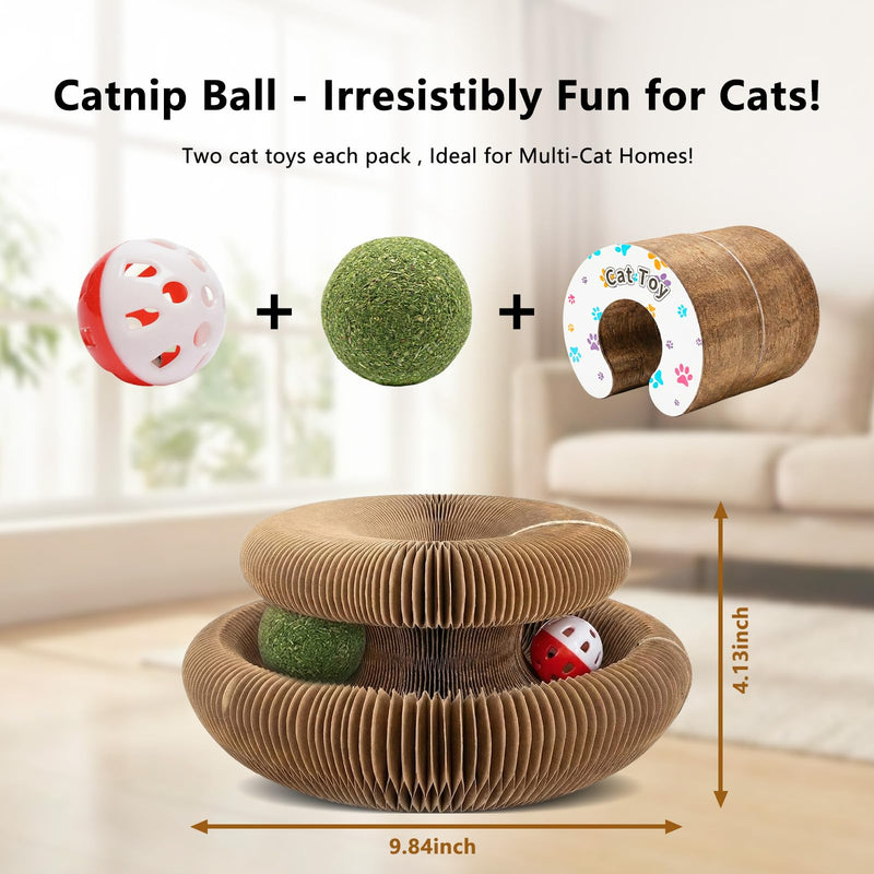 2-Pack Kitty Curls Cat Scratcher, Magic Organ Cat Toy with Catnip Ball for Indoor Cats – Foldable and Durable Honeycomb Design, Interactive Twisty Paws Cat Toy for Endless Play, Chase & Scratch 2 pcs - PawsPlanet Australia