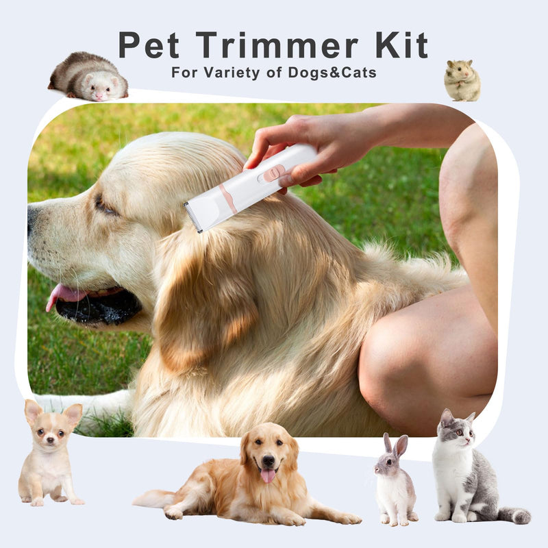 KIKETECH Dog Clippers for Grooming - Cordless Pet Nail Grinder for Small Dog Cat Rabbit Grooming Supplies, Low Noise Dog Clippers for Trimming Hair on Paws, Eyes, Ears, Face, Rump, PinkRose - PawsPlanet Australia