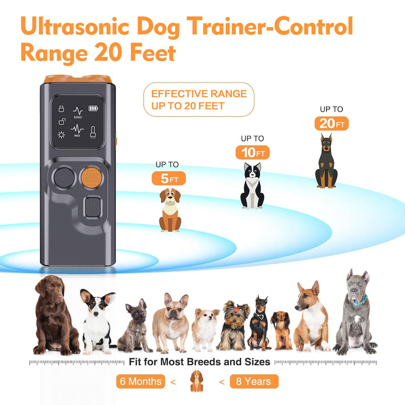Bark Guard,Bark Guard for Dogs,Anti Barking Device for Dogs,Rechargeable Ultrasonic Dog Bark Deterrent Device with Hd Display and Led Flashlight,Stop Bad Behavior Without Yelling Or Swatting - PawsPlanet Australia