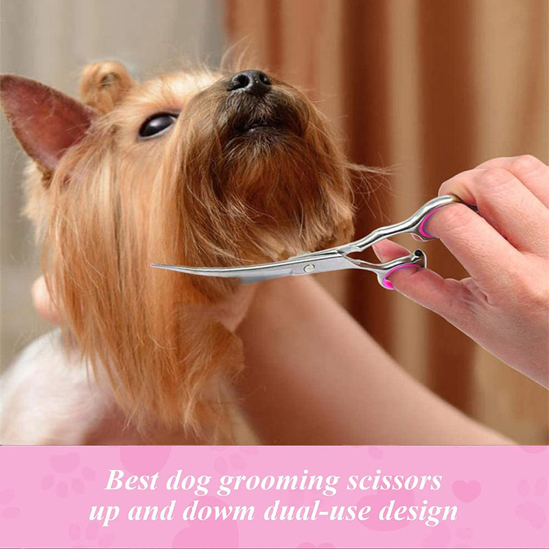 6" Pet Grooming Scissors, Curved Dog Trimming Tools, Professional Pet Care Kit for Home Use