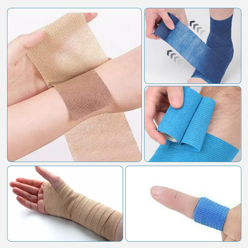 12 Rolls Self-Adhesive Elastic Cohesive Bandage 7.5 cm x 4.5 m Non-Woven Cohesive Bandage for Hands, Feet, Knee, Cat, Dog, Horse Pets
