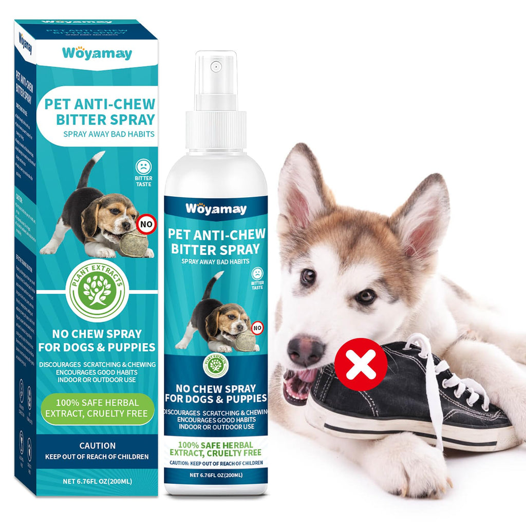 No Chew Spray for Dogs, 200ML Bitter Apple Spray for Dogs to Stop Chewing Carpet, Furniture, Shoes, Plants, Effective Dog Deterrent Spray, Dog Training Anti Chew Spray for Dogs Puppies