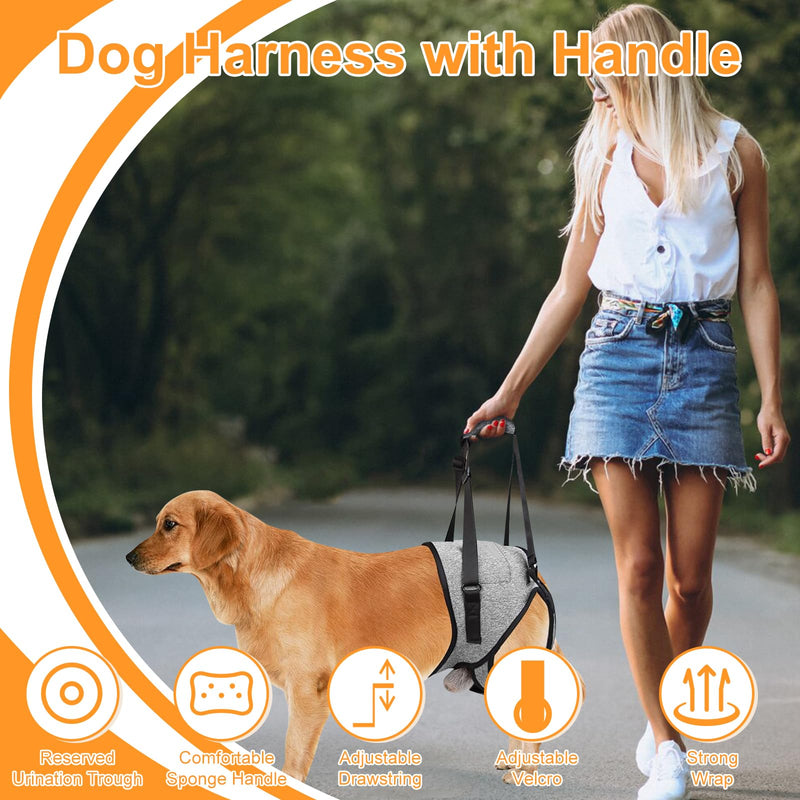Dog Lifting Harness, Dog Support Harness for Back Legs, Adjustable Dog Leg Support with Lift Handle, Portable Dog Slings for Medium Dogs, Elderly Disabled Joint Injuries Canine(L) L