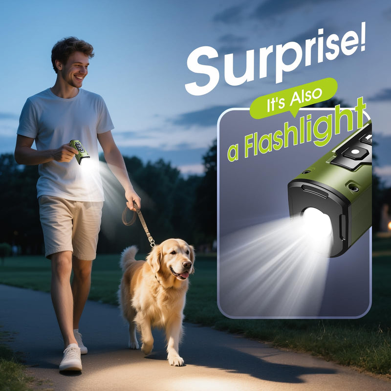 1-Touch Dog Bark Deterrent Devices with 3 Sonic Heads,Portable 50ft Range Anti Barking Device for Dogs,Rechargeable & Safe Dog Training Tool with Flashlight,Helps Improve Dog's Behavior Green - PawsPlanet Australia
