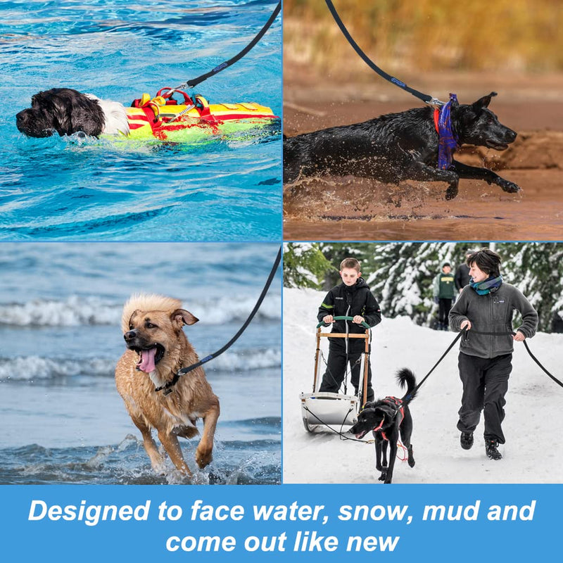 Vivifying Waterproof Dog Leash, 20FT Dog Training Leash Durable PVC Coated Webbing Long Lead with Soft Handle for Camping, Backyard Playing, Beach and Lake(Black) Black - PawsPlanet Australia
