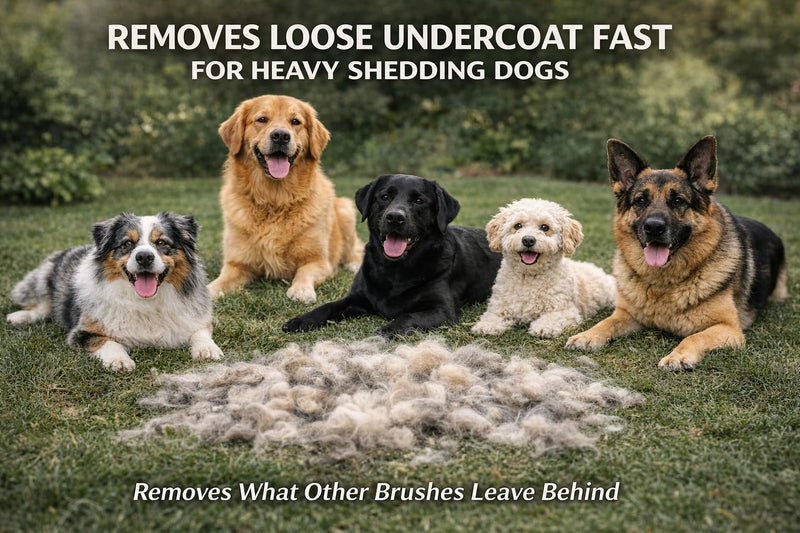 Field & Fur Dog Deshedding Tool, Undercoat Brush for Dogs & Cats, Removes Loose Fur, One-Click Release, Heavy Shedding Grooming Tool for Goldendoodles, Long Hair & Double Coats - PawsPlanet Australia