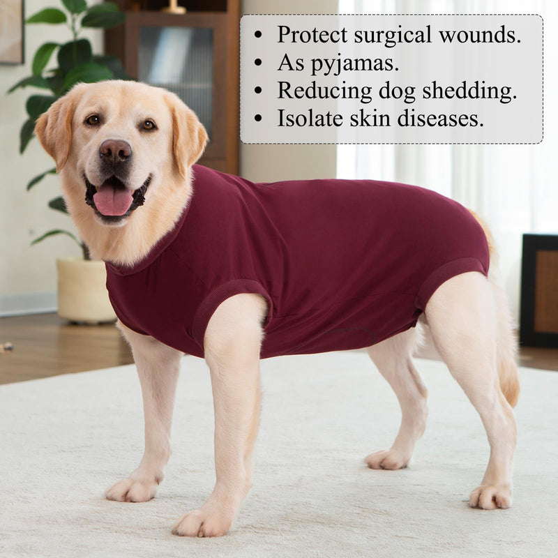 Red Post Op Dog Recovery Suit Female Spay Vest After Surgery with Zip Dog Onesie Body Suit Spay Recovery Suits Female Dogs Surgical Suits After Spaying Medical Vest Dogs Pyjamas Surgery Shirt M+ Female-Red