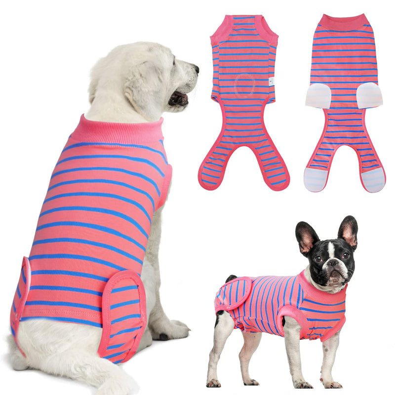 Dog Surgery Recovery Suit, Recovery Shirt for Male Female Dog Cats, Cone E-Collar Alternative Abdominal Wounds Spay Bandages Onesie, Anti-Licking Pet Surgical Recovery Snugly Suit,Pink Medium Pink