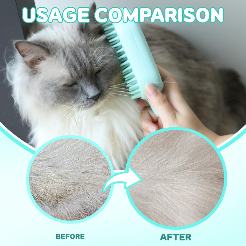 Cat Steam Brush,3 in 1 Steamy Cat Brush,Cat Brush for Shedding, Multifunctional Pet Steam Brush Cat Hair Brush for Removal of Shedding and Tangled Hairs,Water Brush for Cats (Green) Green - PawsPlanet Australia