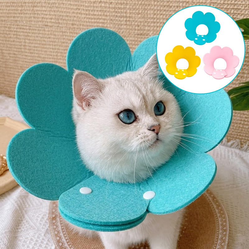 3 Pieces Cat Neck Collar Disc, Adjustable Protective Cat Collar, Soft Anti-Bite Cat Neck Collar for Puppies and Small Dogs (Yellow, Pink, Blue)