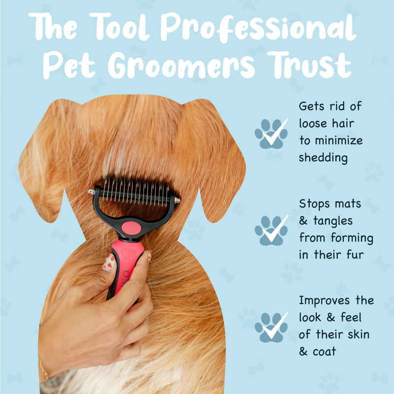 Sinko Undercoat Rake and Brush for Dogs and Cats - Deshedding Tool for Double Coats, Shedding Control (Brush and Comb) Brush and Comb - PawsPlanet Australia