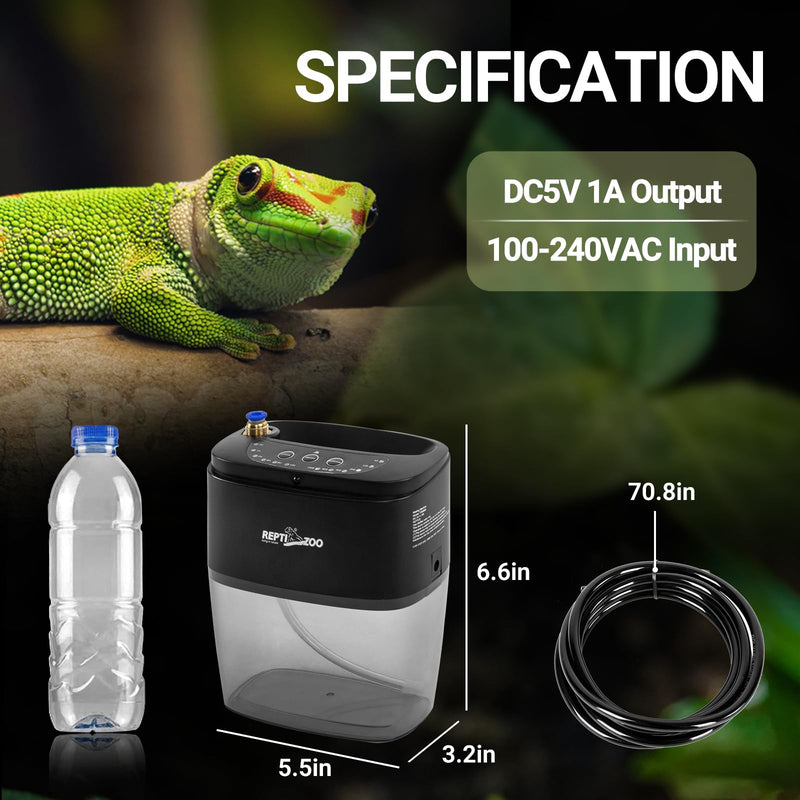 REPTI ZOO 800ml Reptile Mister Fogger Portable Mister for Reptile Tank Reptile Enclosure Misting System Terrarium Mister with 2PCS Nozzles for Reptiles/Amphibians - PawsPlanet Australia