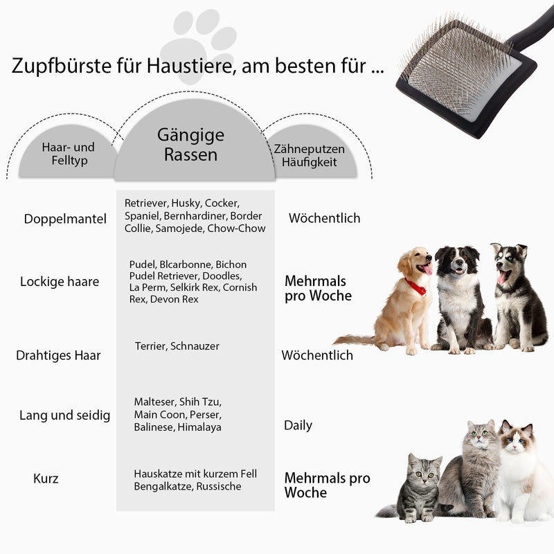 Dog Slicker Brush for Shedding and Grooming Medium or Long Haired Cats, Extra Long & Soft Pin Slicker Brush for Removes Loose Hair, Tangles, Knots, Undercoat, Free Pet Comb, Large Black - PawsPlanet Australia