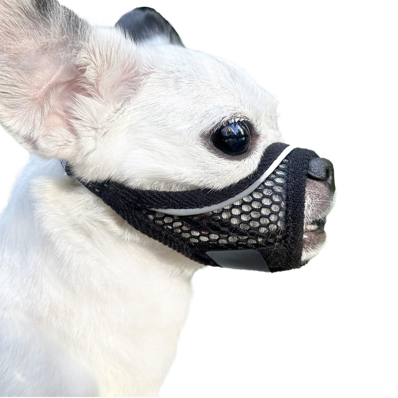 Dog Muzzle for Small Dogs Breathable Adjustable, Chihuahua Shih Tzu Puppy, Soft Air Mesh Muzzle for Grooming Vet Visits, Prevent Biting Fierce Barking (Deep-black, XXS) Deep-black XX-Small