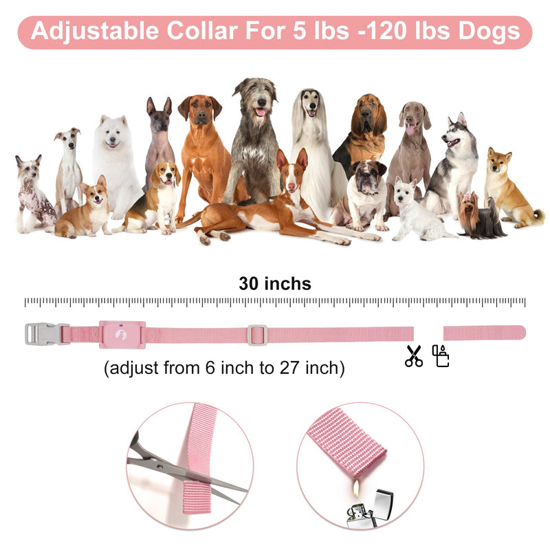 Dog Shock Collar with Remote Control 1800 FT, Adjustable Pink Electric Collar Rechargeable for 5–15lbs Small Dogs Puppy or 20-120 Pound Medium Large Dog, Safety Vibration Trainer 1 Pack - PawsPlanet Australia