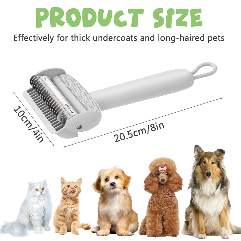 Undercoat Rake for Long Haired Dogs & Cats, Deshedding Dog Brush with Antistatic Cloth, Dematting Comb for Cats, Pet Grooming Tool for Shedding Loose Hair, Matted Fur, Gray - PawsPlanet Australia
