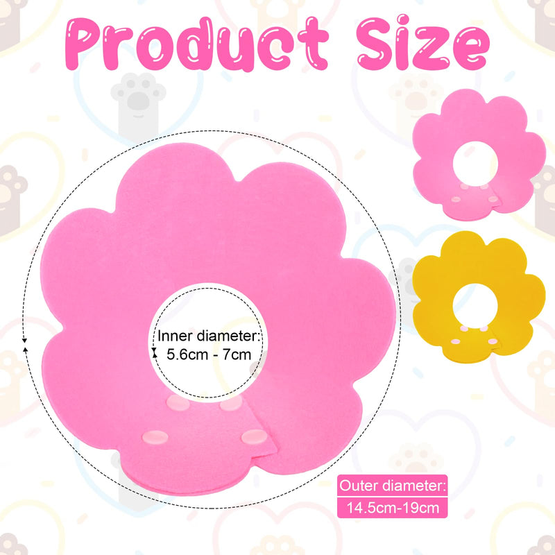 2 Pack Felt Cat Cone Collar Cute Flower Cone for Dogs to Stop Licking Comfortable Adjustable Cat Cones Collar Surgery Recovery Elizabethan Collars for Cats Kitten Puppy(Size M)